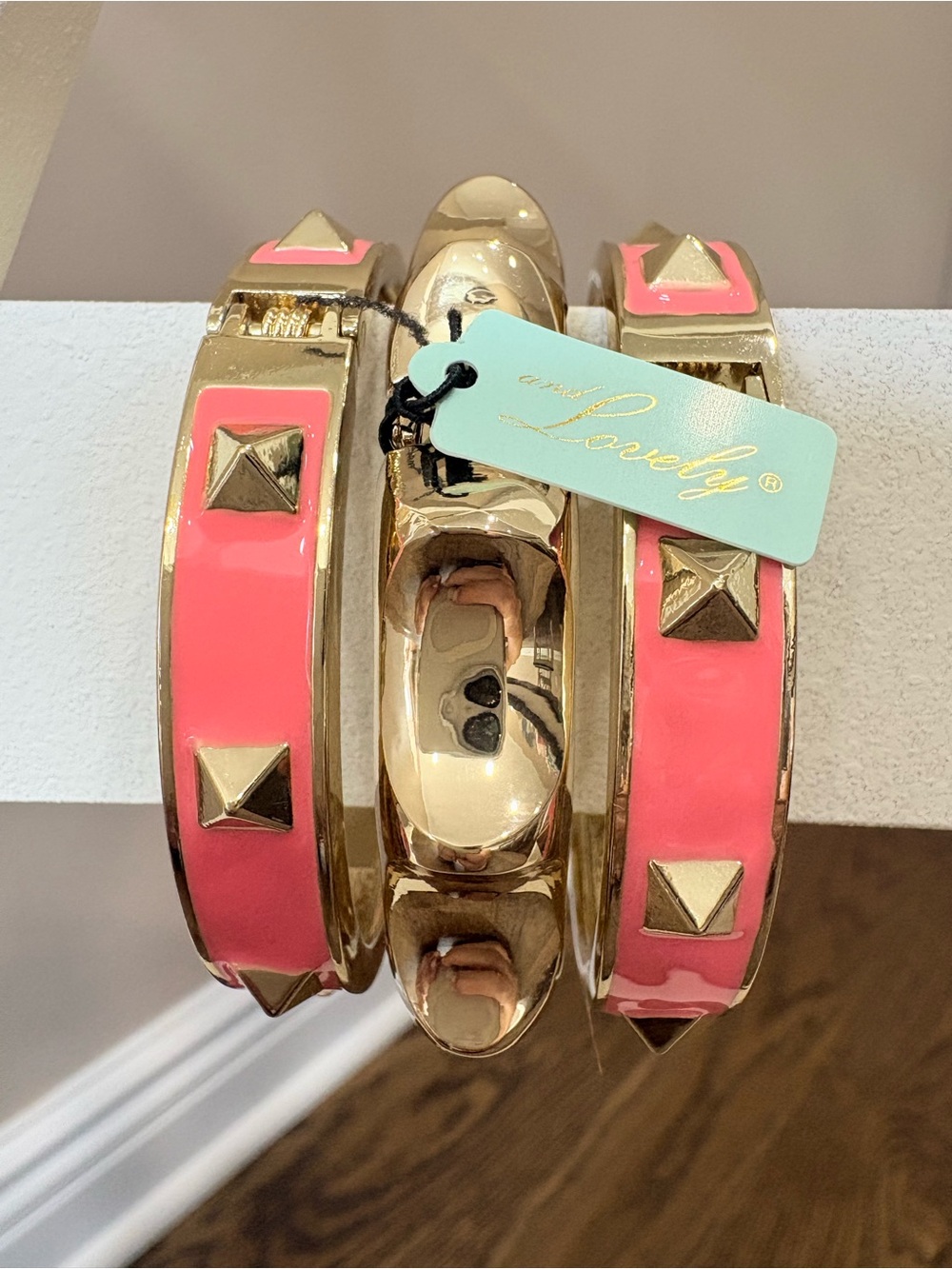 1 Studded Enamel Hinge Bangle Bracelet